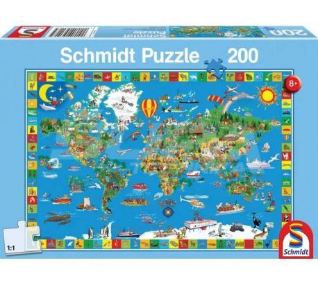 Puzzle mapa sveta - pestrofarebná zem